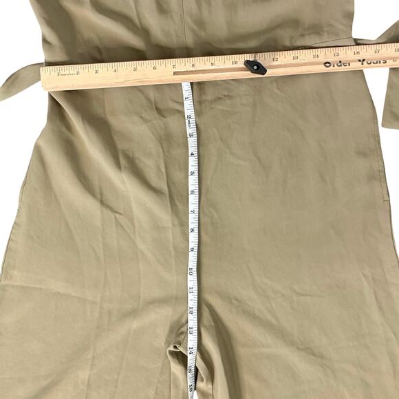 Everlane Japanese GoWeave Essential Cropped Olive Green Wide Leg Jumpsuit size 6 - Picture 5 of 14